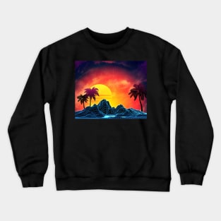 80s aesthetic retro futuristic beach design Crewneck Sweatshirt